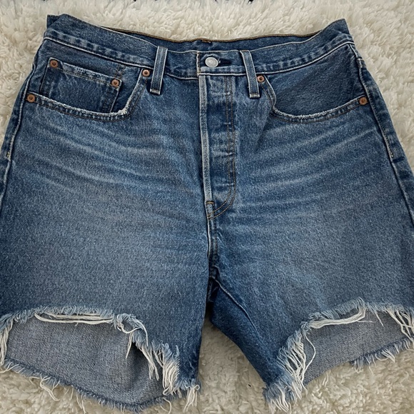 Levi's Women's Distressed Blue Jean Shorts - Picture 2 of 4